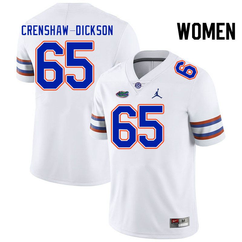 Women #65 Brandon Crenshaw-Dickson Florida Gators College Football Jerseys Stitched-White